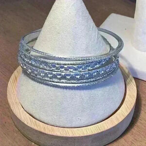 Silver Bracelets - Set of 6, 2 Patterns